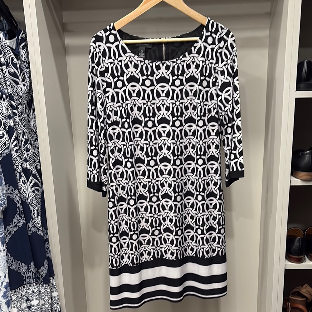 INC International Concepts Black and White Sheath Dress
